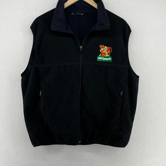 STEW LEONARDS Vest Mens L 42-44 LANDS END Fleece Employee Dairy Grocery Black - Picture 2 of 15